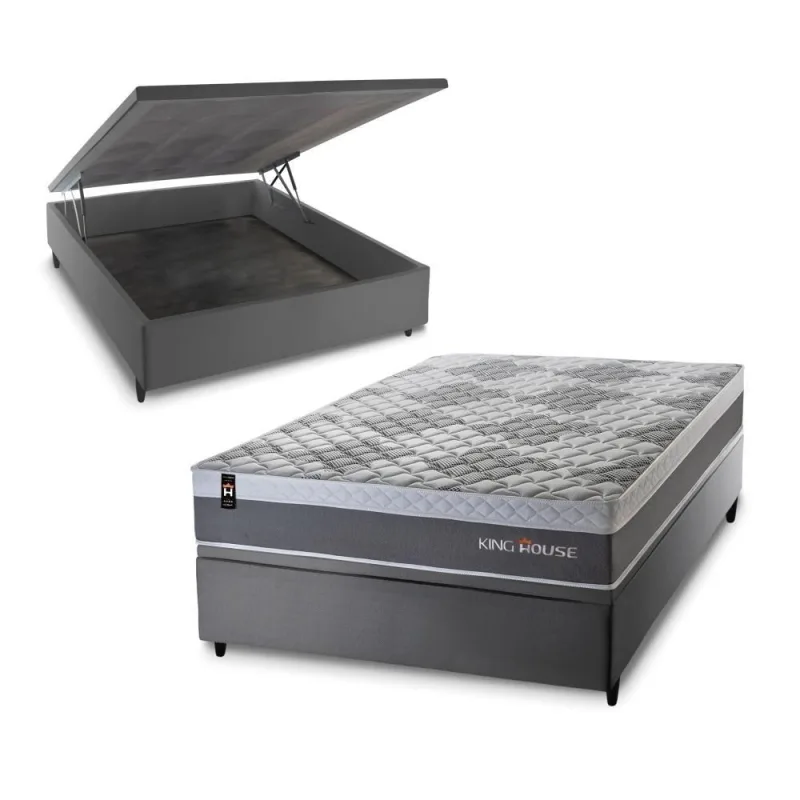 Cama Box Baú Sheffield 138x188 com Molas Ensacadas King House - king