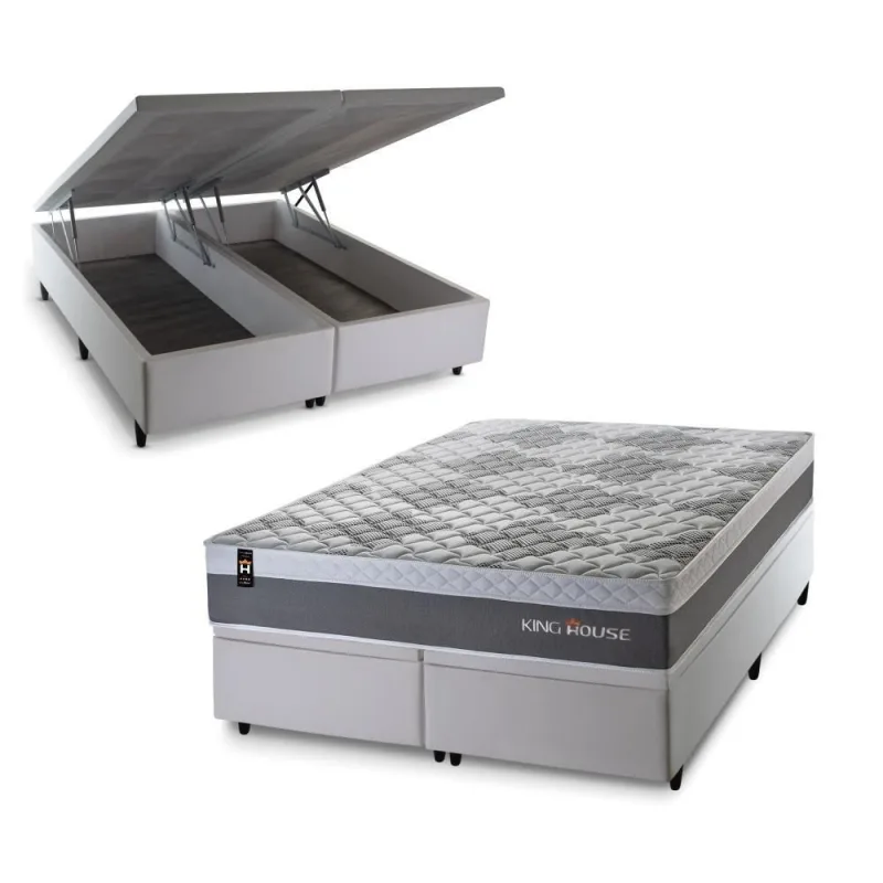 Cama Box Baú Sheffield com Molas Ensacadas 158x198 King House - king - Colchões