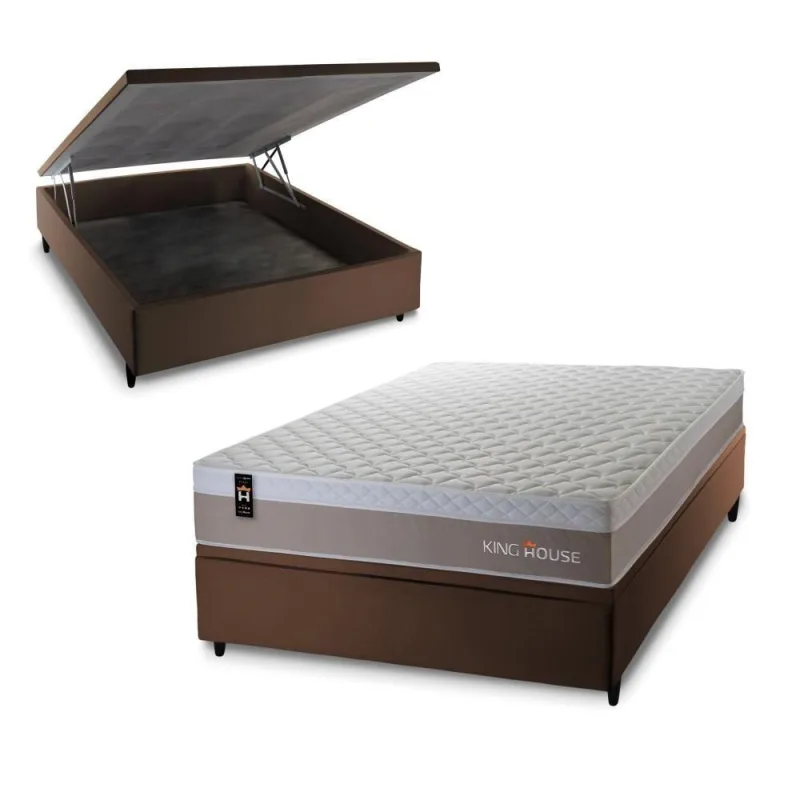 Cama Box Baú Sheffield 138x188 com Molas Ensacadas King House - king