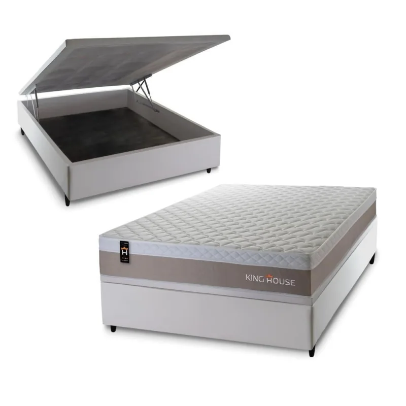 Cama Box Baú Sheffield 138x188 com Molas Ensacadas King House - king