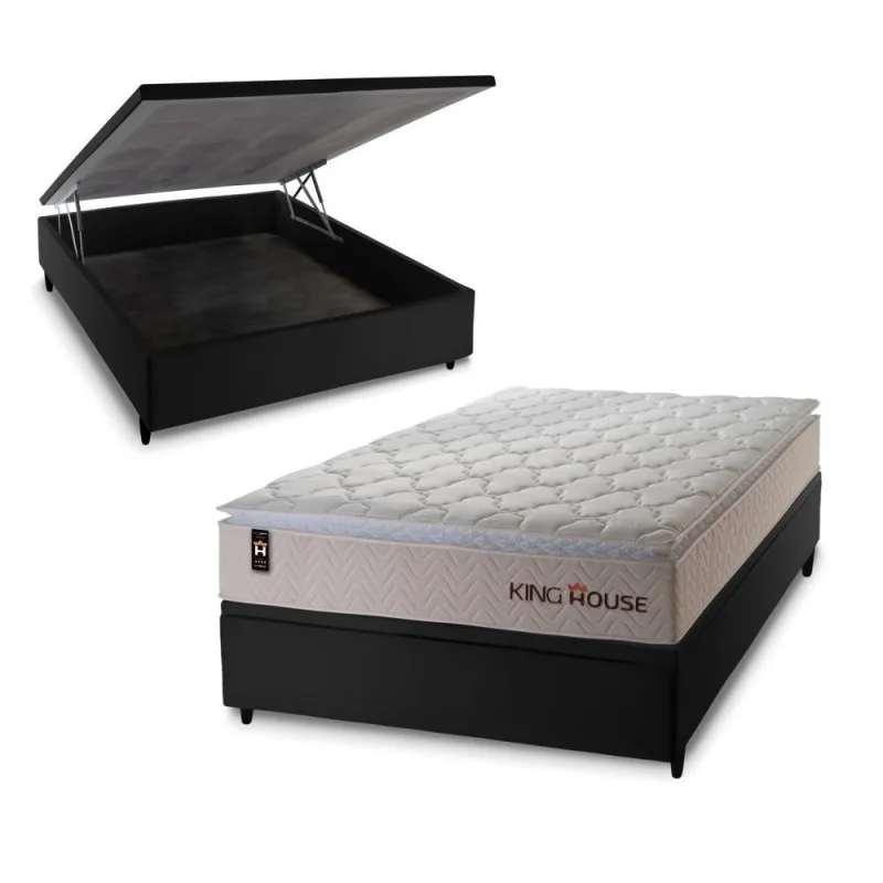 Cama Box Baú Roma 138x188 com Molas Ensacadas King House - king