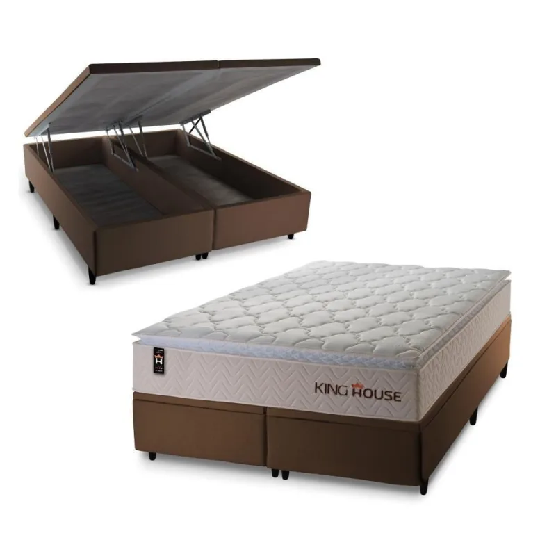 Cama Box Baú Roma com Molas Ensacadas 158x198 King House - OUTRAS