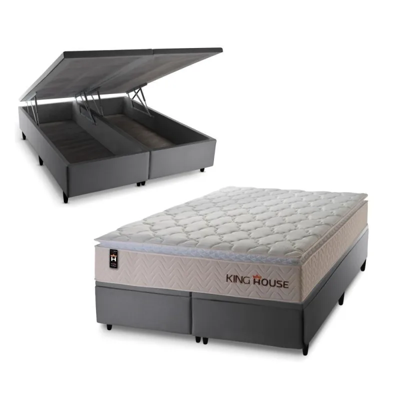 Cama Box Baú Roma com Molas Ensacadas 158x198 King House - OUTRAS - Colchões