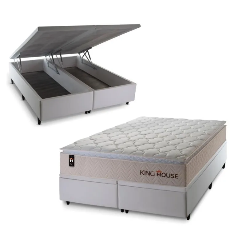 Cama Box Baú Roma com Molas Ensacadas 193x203 King House - OUTRAS - Colchões