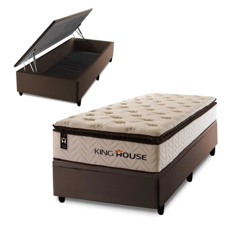 Cama Box Baú Quartzo 96x203 com Molas Ensacadas King House - OUTRAS