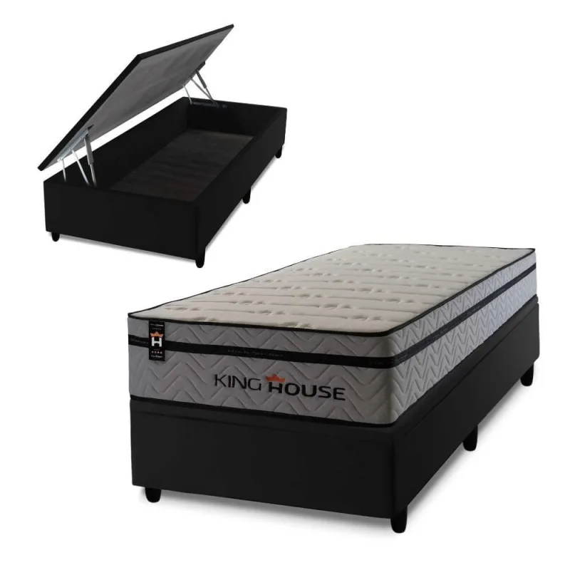 Cama Box Baú Preston 96x203 com Molas Ensacadas King House - OUTRAS