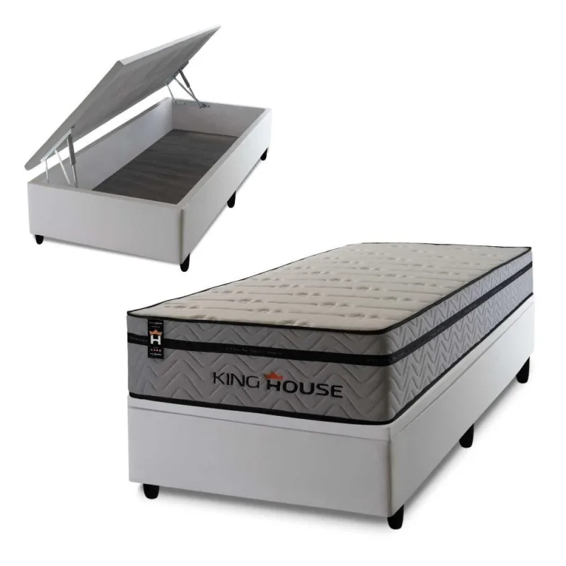 Cama Box Baú Preston 96x203 com Molas Ensacadas King House - OUTRAS