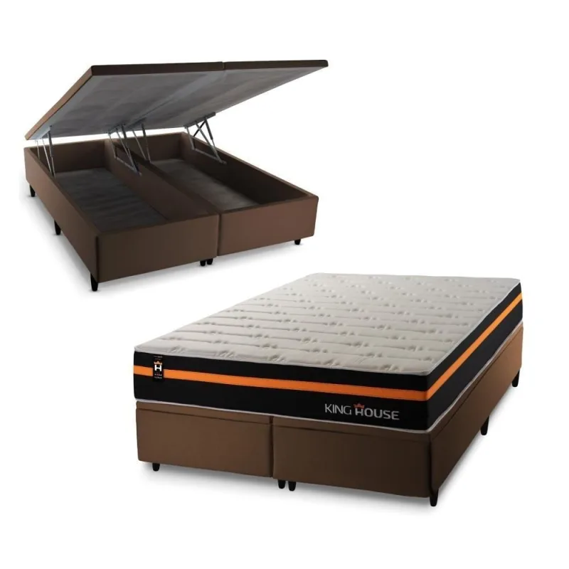 Cama Box Baú Sirius com Molas Ensacadas 158x198 King House - king