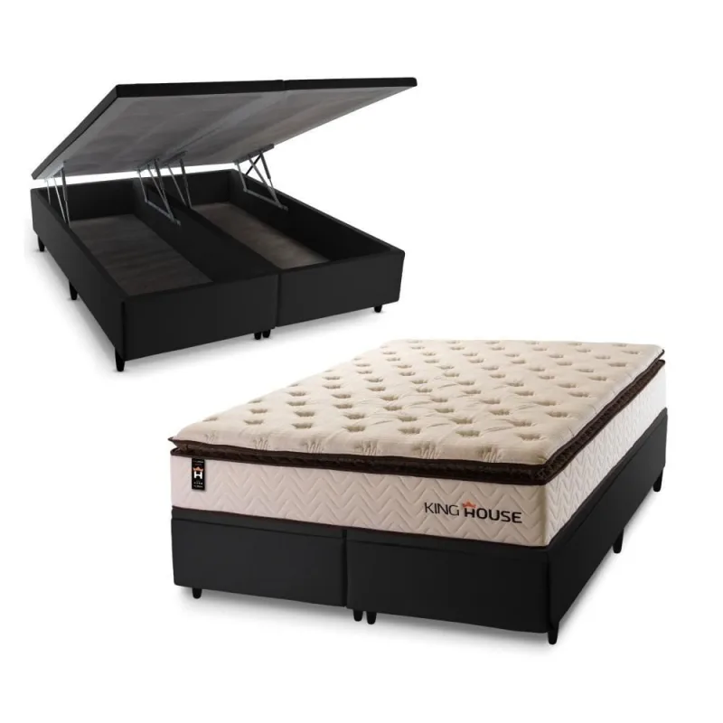 Cama Box Baú Quartzo com Molas Ensacadas 158x198 King House - king