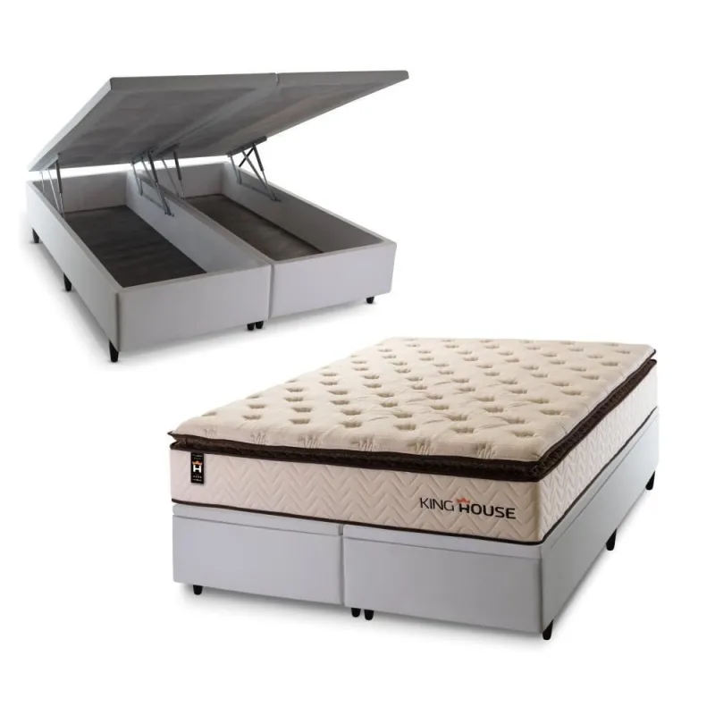 Cama Box Baú Quartzo com Molas Ensacadas 193x203 King House - king