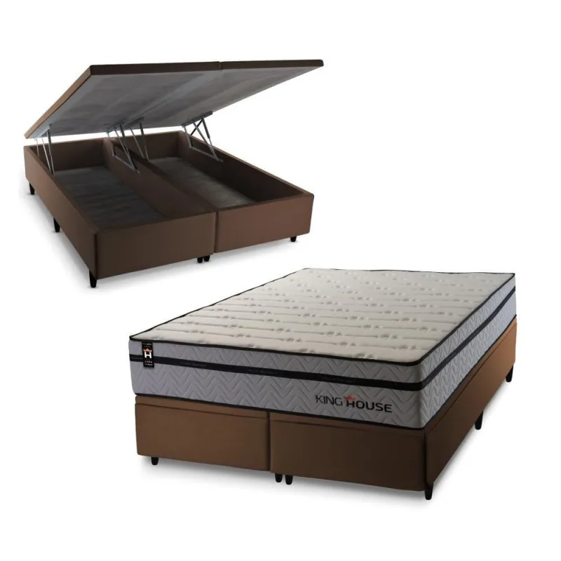 Cama Box Baú Preston com Molas Ensacadas 193x203 King House - king - Colchões