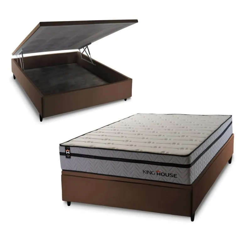 Cama Box Baú Preston 138x188 com Molas Ensacadas King House - king