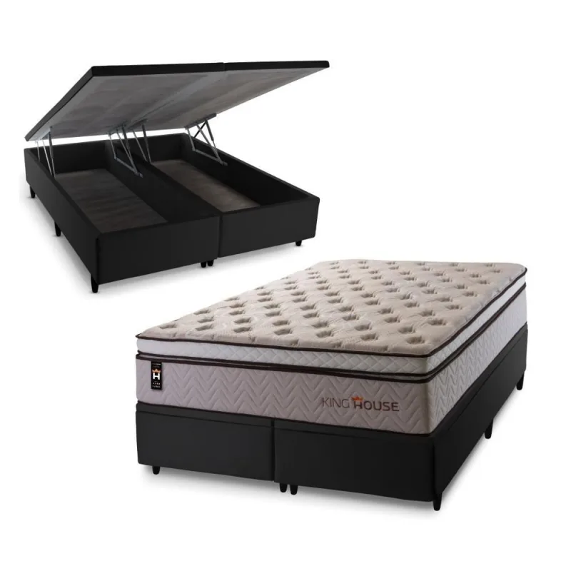 Cama Box Baú Liverpool com Molas Ensacadas 193x203 King House - king
