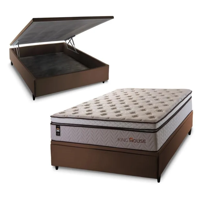 Cama Box Baú Liverpool 138x188 com Molas Ensacadas King House - OUTRAS - Colchões