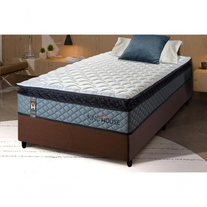 Cama Box Espuma Chicago Solteirão 96x203 Cinza King House - OUTRAS - Colchões