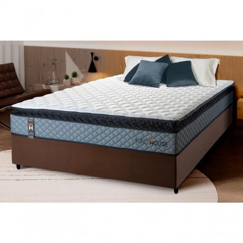 Cama Box Espuma Chicago Casal 138x188 Marrom King House - king