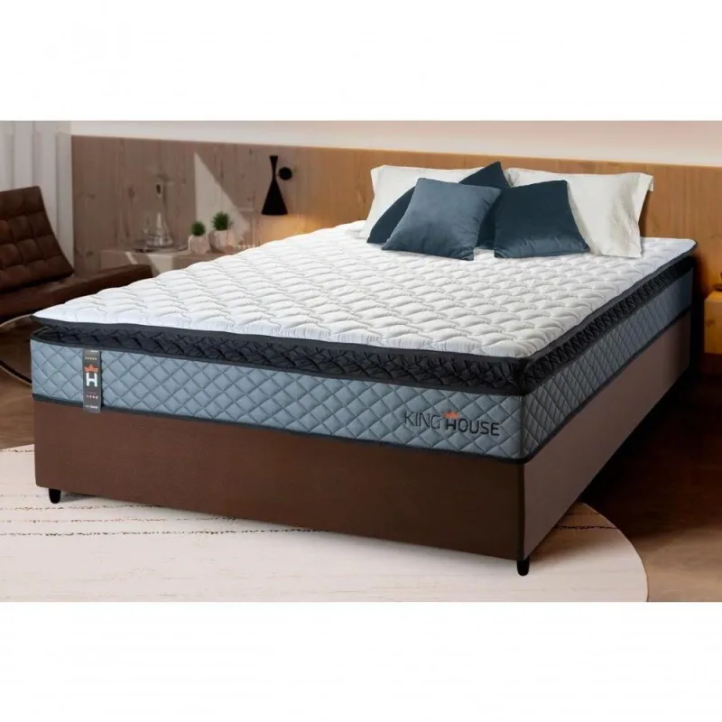 Cama Box Espuma Chicago Viúva 128x188 Cinza King House - king