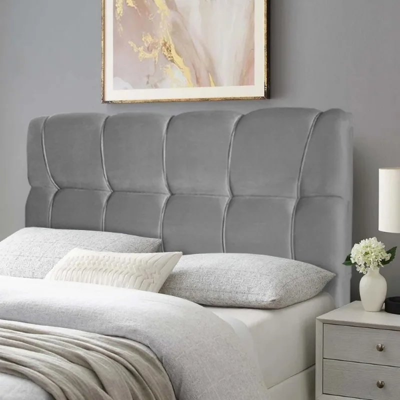 Cabeceira Luna Cama Box Queen 160cm Suede Velut Cinza - King House - king