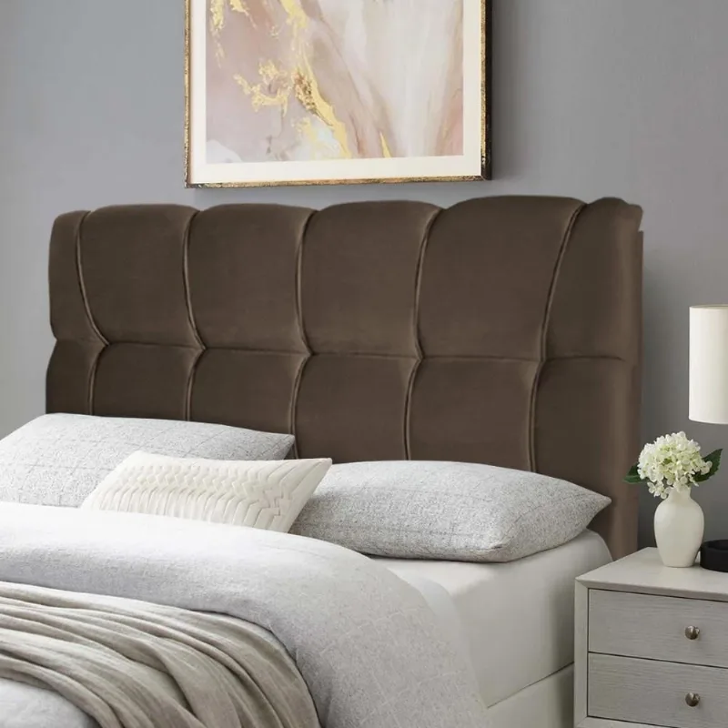 Cabeceira Luna Cama Box Queen 160cm Suede Velut Marrom - King House - king