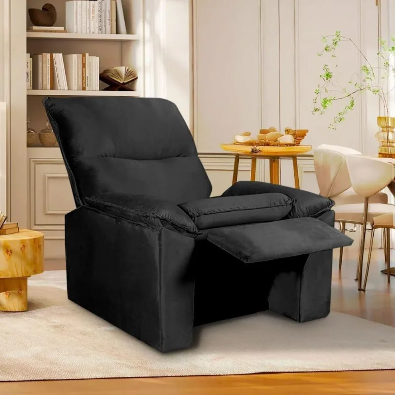 Poltrona Do Papai Reclinável Copenhagen Suede Preto - OUTRAS - Móveis
