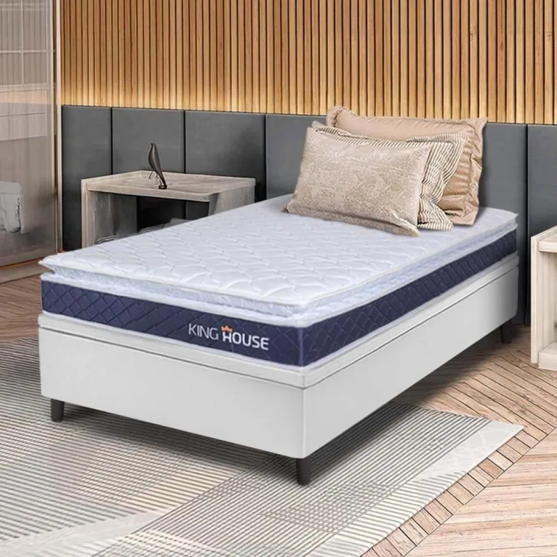 Cama Box Baú Durban Espuma D28 Solteiro 88x188 King House - OUTRAS - Colchões