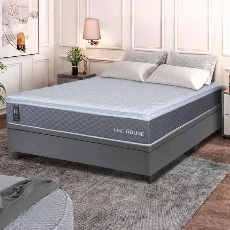 Cama Box Baú Argel Espuma D33 Casal 138x188 Cinza King House - king