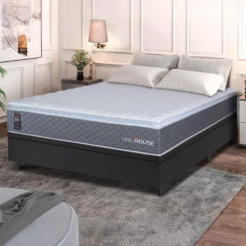 Cama Box Baú Argel Espuma D33 Casal 138x188 Preto King House - king