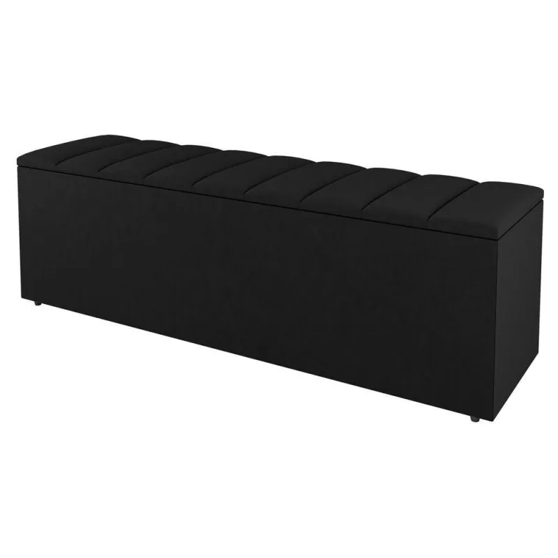 Calçadeira Baú Casal Cora 140Cm Sintético Preto - Não Disponível