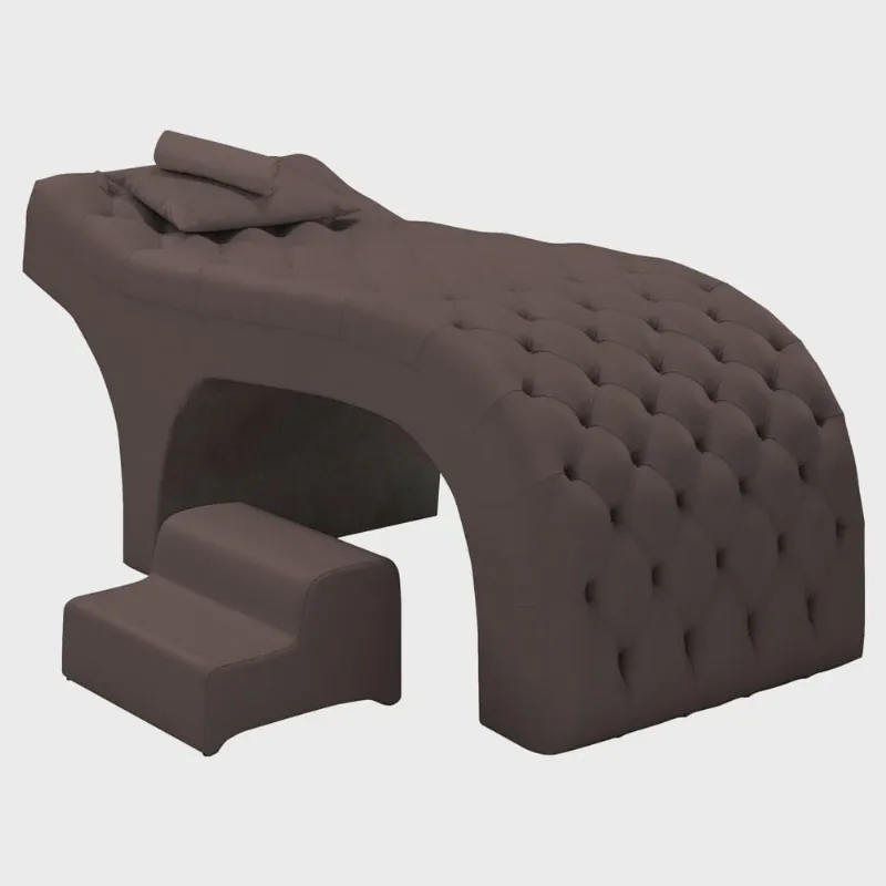 Maca Salão de Beleza Para Esteticista Charme e Puff Escada Estofada 190x70cm Suede - Desk Design