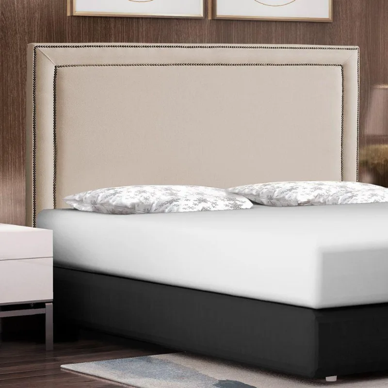 Cabeceira Cama Box Casal Queen Size Maísa 160cm Com Frame Linho Bege - Abmaza