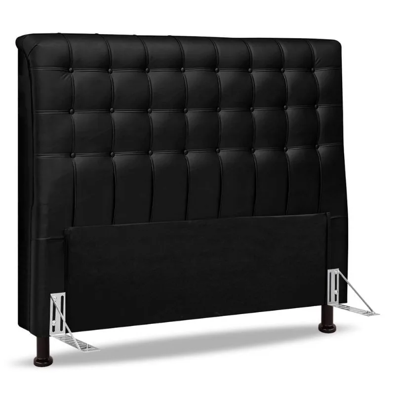 Cabeceira Cama Box Casal Queen Size Ciara 160cm Botonê Com Frame Sintético Preto - Abmaza