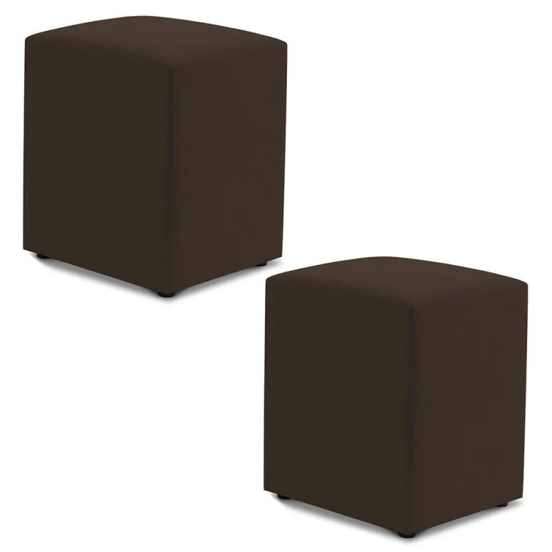 Kit 02 Puffs Decorativos Sala De Estar Quadrado 36x47cm Suede Marrom - Abmaza - OUTRAS