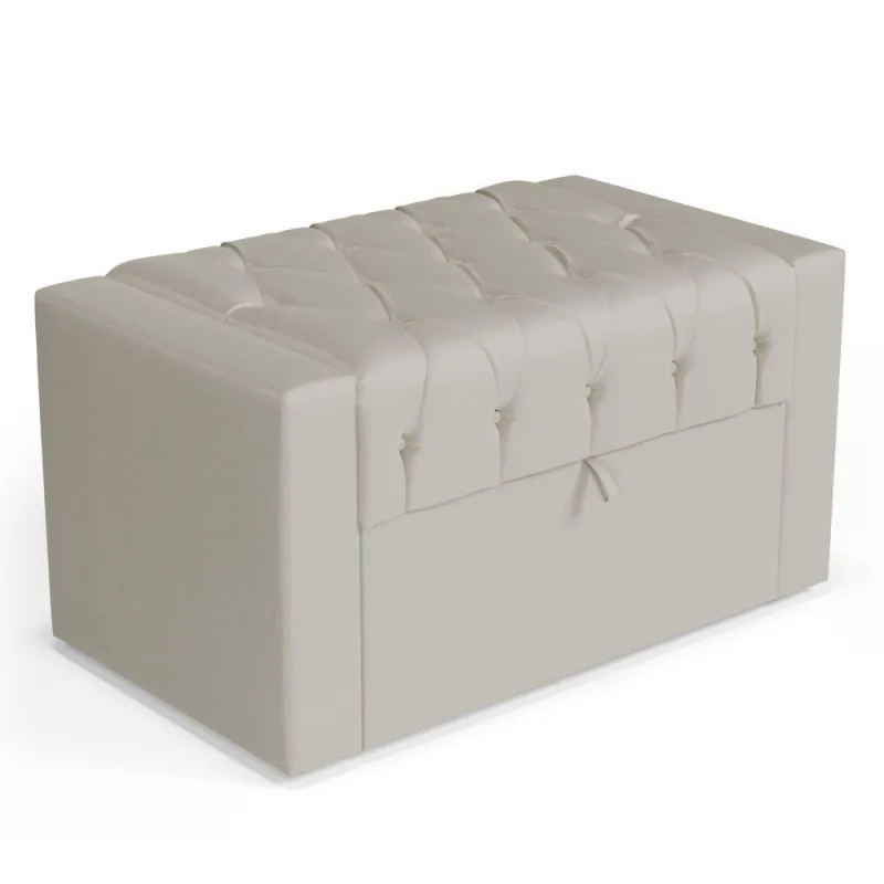 Calçadeira Báu Solteiro Atena 90cm Capitonê Sintético Bege - Desk Design - Não Disponível