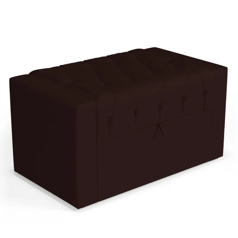 Calçadeira Báu Solteiro Atena 90cm Capitonê Sintético Marrom - Desk Design - Não Disponível