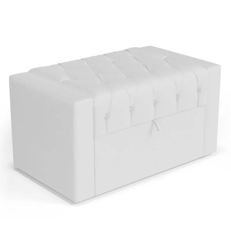 Calçadeira Báu Solteiro Atena 90cm Capitonê Sintético Branco - Desk Design - Não Disponível