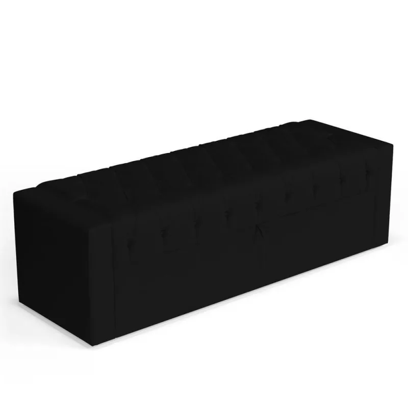 Calçadeira Báu Casal Padrão Atena 140cm Capitonê Suede Preto - Desk Design - Não Disponível