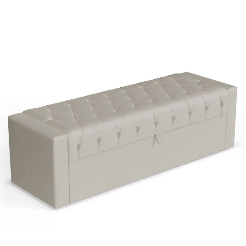 Calçadeira Báu Casal Padrão Atena 140cm Capitonê Sintético Bege - Desk Design - Não Disponível