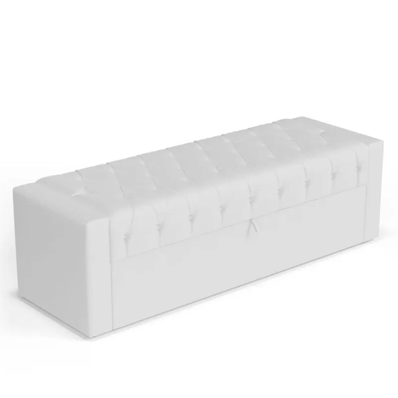 Calçadeira Báu Queen Size Atena 160cm Capitonê Sintético Branco - Desk Design - Não Disponível - Móveis