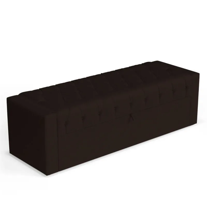 Calçadeira Báu King Size Atena 195cm Capitonê Sintético Marrom - Desk Design - Não Disponível