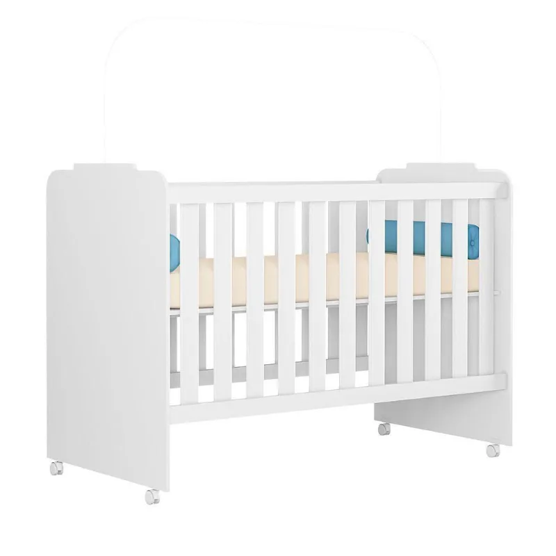 Berço Infantil Para Bebê Amore Com Mosqueteiro Branco - Abmaza