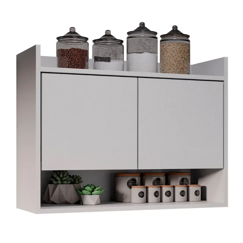 Armário Aéreo Cozinha Multiuso Cecília 70cm 02 Portas Branco - Abmaza