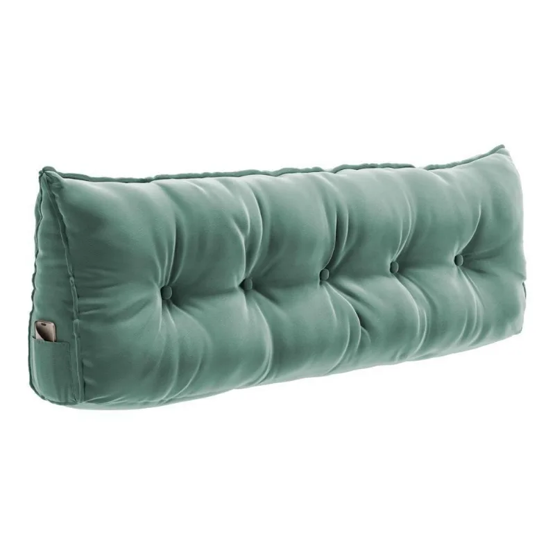 Almofada Cabeceira Spot 90CM Apoio Lombar Veludo Verde Claro Abmaza