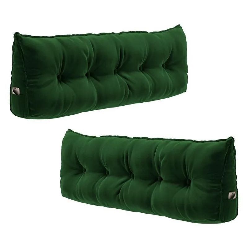 Kit 02 Almofadas Cabeceira Spot 160cm Apoio Lombar Veludo Verde Escuro Abmaza