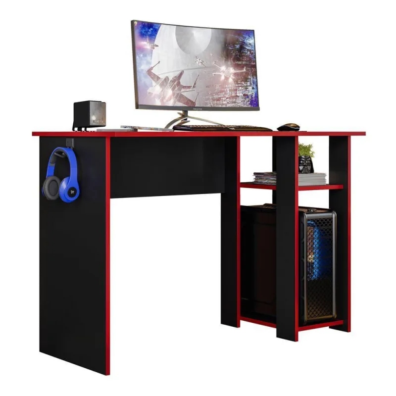 Mesa Para Computador Dmx-500 108cm Pc Gamer Setup Preto Vermelho - Abmaza - OUTRAS