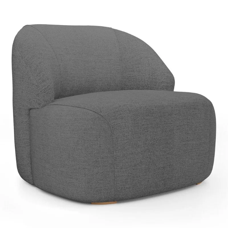 Poltrona Decorativa Living Kaya Orgânica Linho Cinza Escuro - Abmaza