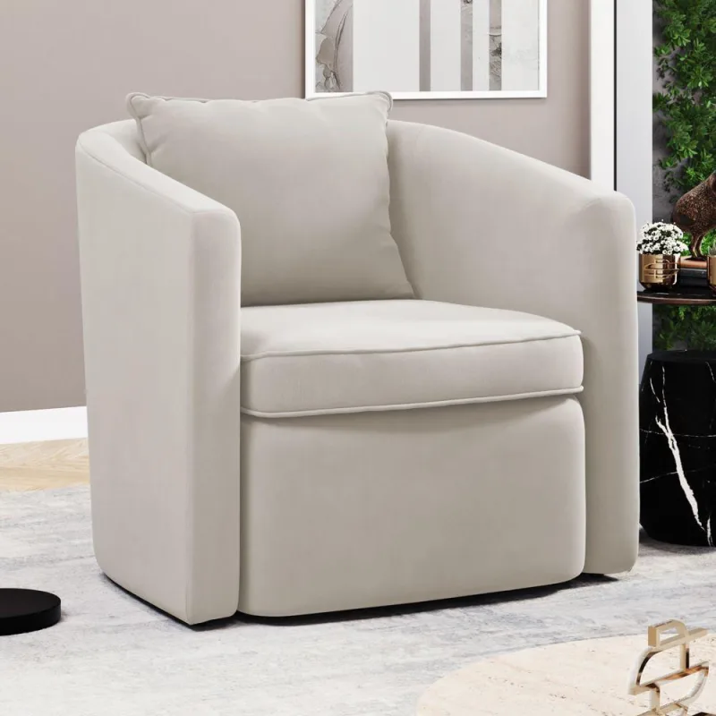 Poltrona Decorativa Sala De Estar Aimê Veludo Bege Claro - Desk Design - OUTRAS