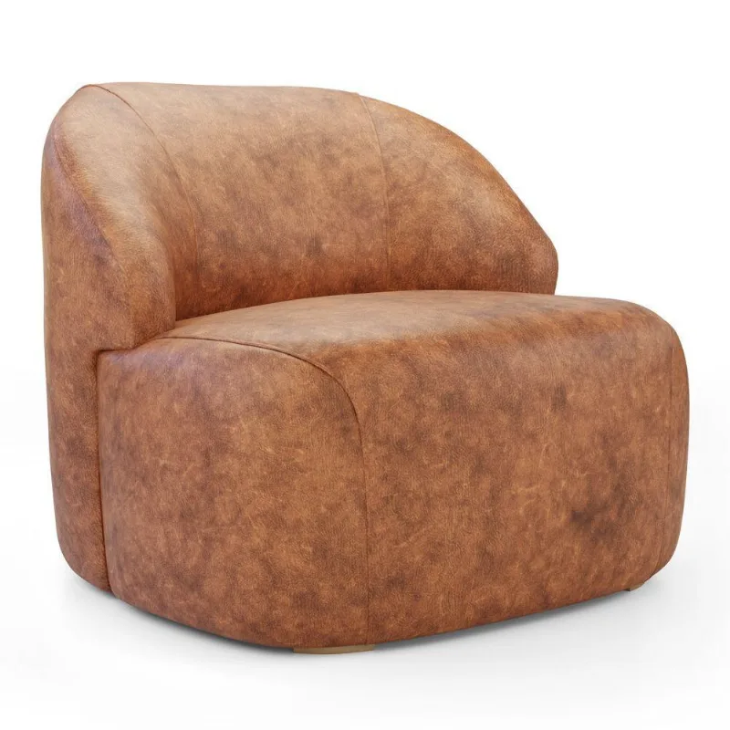 Poltrona Decorativa Living Kaya Orgânica Sintético Ocre - Abmaza