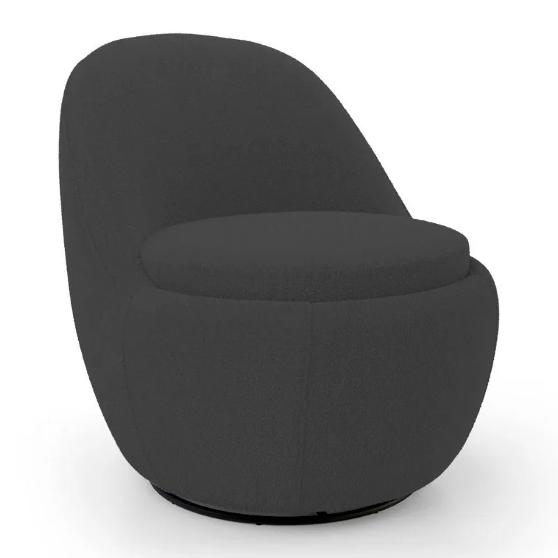 Poltrona Orgânica Living Memphis Base Giratória Bouclê Preto - Abmaza