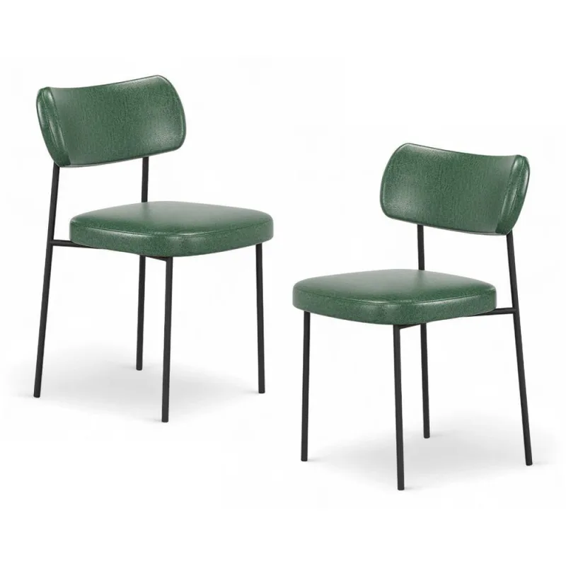 Kit 02 Cadeiras Sala De Jantar Lila Estofada Com Encosto Couríssimo Verde - Abmaza - OUTRAS - Móveis