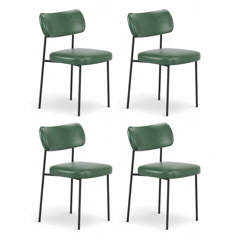 Kit 04 Cadeiras Sala De Jantar Lila Estofada Com Encosto Couríssimo Verde - Abmaza - OUTRAS - Móveis